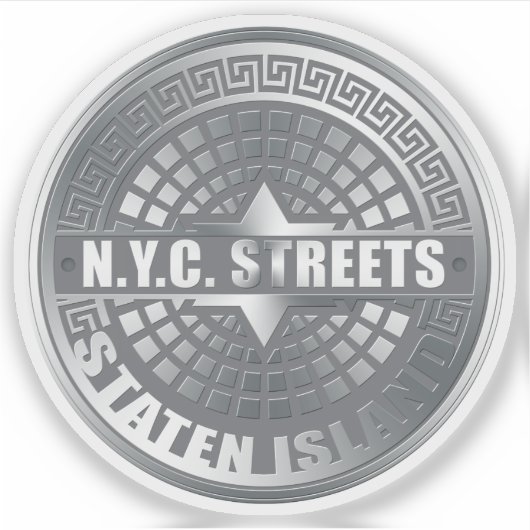 NYC Streets Staten Island Manhole Hoesje Sticker (Voorkant)