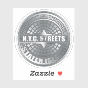 NYC Streets Staten Island Manhole Hoesje Sticker