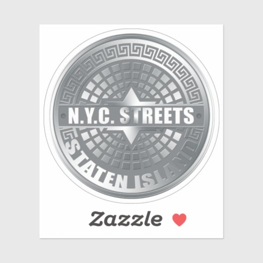 NYC Streets Staten Island Manhole Hoesje Sticker (Vel)