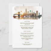 NYC Sundown Skyline Waterverf Bruiloft Menu Kaart (Voorkant)