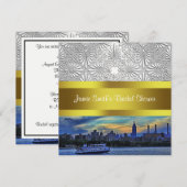 NYC Sunset Skyline ESB Wit Damask Vrijgezellenfees Kaart (Voorkant / Achterkant)