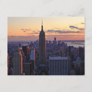 NYC-sylhouette net voor zonsondergang Briefkaart