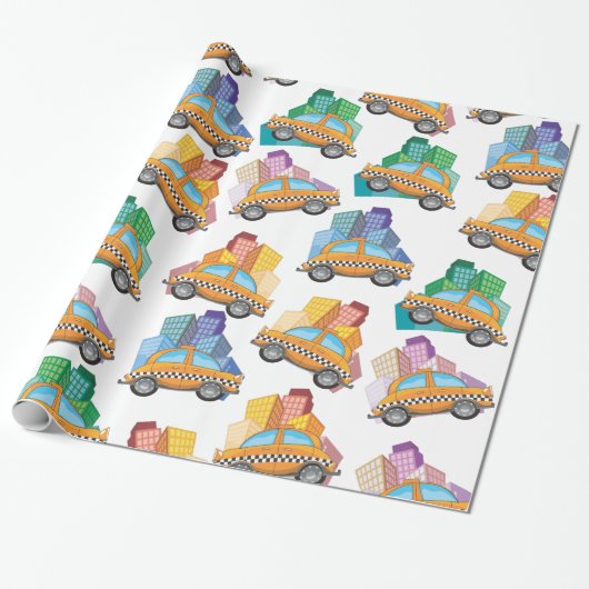 NYC Taxi Cab-patroon Cadeaupapier (Uitgerold)