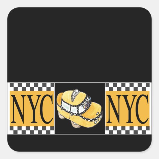NYC Taxi Cab Vierkante Sticker (Voorkant)