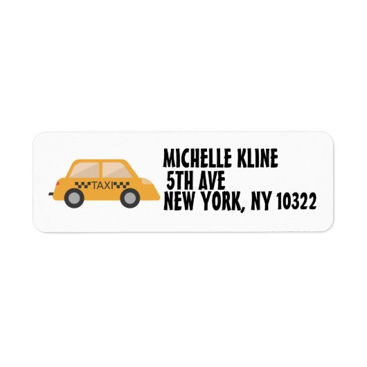 NYC TAXI RETURN ADRES ETIKETTERS ETIKET (Voorkant)
