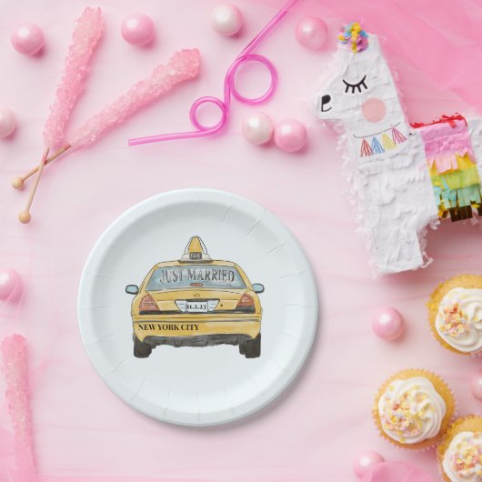 NYC Taxi Trouwcocktail Papieren Bordje (Feest)