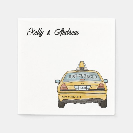 NYC Taxi verloving Cocktail servetten (Voorkant)