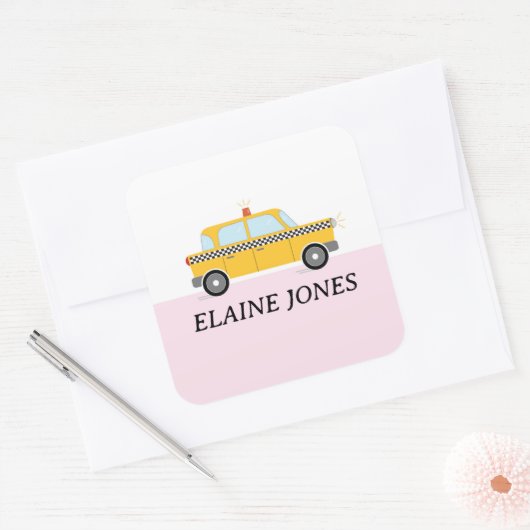 NYC TAXI VIERKANTE STICKER (Envelop)