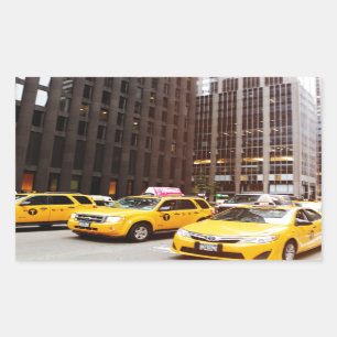 NYC-taxi's in New York Rechthoekige Sticker