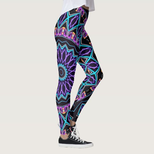 NYC Techno Rave Blacklight Mandala Leggings (Rechts)