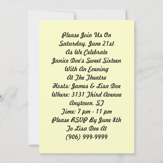 NYC Theater District Gewaardeerde uitnodigingen ~  (Achterkant)