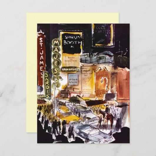 NYC THEATER DISTRICT THEMED INVITATION ~ Sweet 16 Kaart (Voorkant / Achterkant)