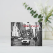 NYC Times Square Taxi Briefkaart in zwart-wit (Staand voorkant)