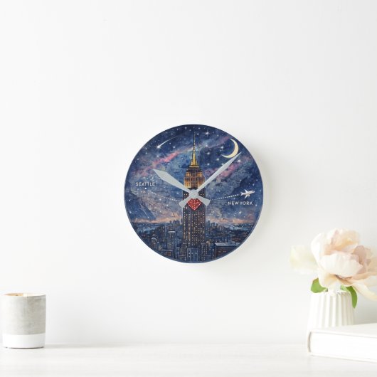 NYC to Seattle Wall Clock Ronde Klok (Huis)