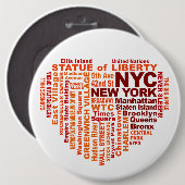 NYC-toets - formaat kolossaal Ronde Button 6,0 Cm (Voorkant /achterkant)
