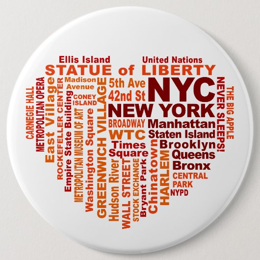 NYC-toets - formaat kolossaal Ronde Button 6,0 Cm (Voorkant)