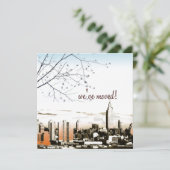 NYC/tweelingtorens silhouet/bewegende aankondiging (Staand voorkant)
