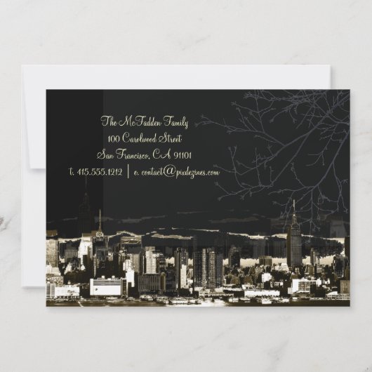 NYC/twin towers skyline/bewegende mededeling Aankondiging (Achterkant)