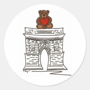 NYC Valentijn Washington Square Arch Teddy Bear Ronde Sticker