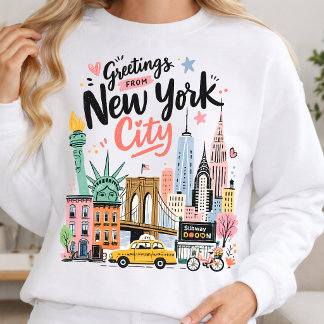 NYC Vintage Skyline Statue Liberty Trui