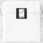 NYC Vliegticket Vierkante Sticker (Tas)