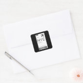 NYC Vliegticket Vierkante Sticker (Envelop)