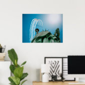 NYC Vrijheidsbeeld en straaljagers boven Poster (Thuiskantoor)