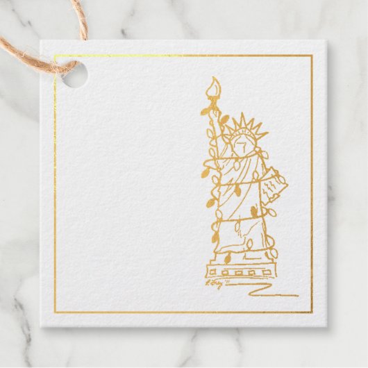 NYC Vrijheidsbeeld Kerstmis Hanukkah Holiday Bedankjes Labels (Voorkant)