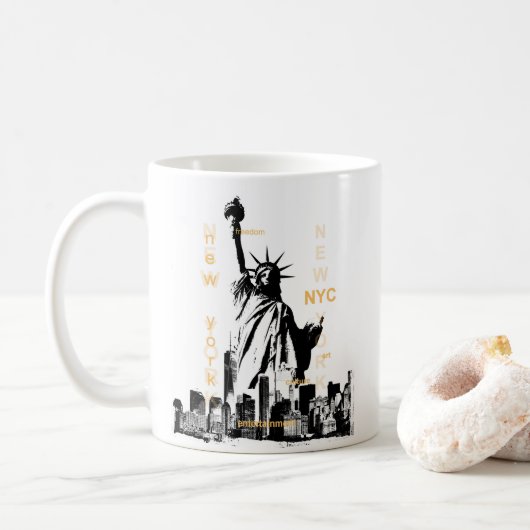 NYC Vrijheidsbeeld New York Manhattan Custom Best Koffiemok (Met donut)