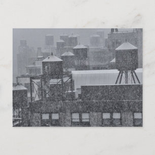 NYC-watertorens in Freak Oktober SneeuwStorm Briefkaart