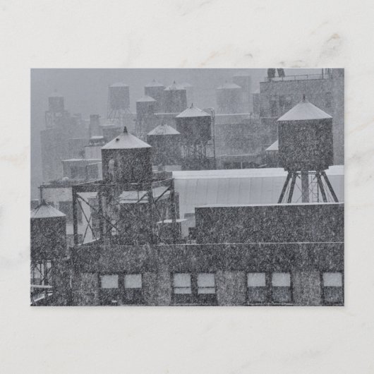 NYC-watertorens in Freak Oktober SneeuwStorm Briefkaart (Voorkant)
