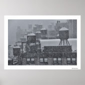 NYC-watertorens in Freak Oktober SneeuwStorm Poster (Voorkant)