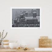 NYC-watertorens in Freak Oktober SneeuwStorm Poster (Keuken)