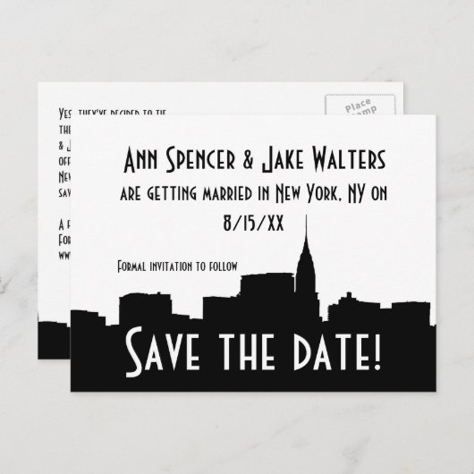 NYC Wide Chrysler 01B Silhouet Sla de datum op Aankondigingskaart (Voorkant / Achterkant)