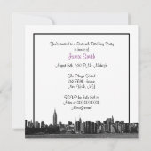 NYC Wide Skyline Etch BW Lila Sweet Sixteen SQ Kaart (Achterkant)