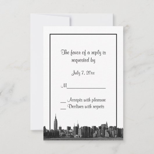 NYC Wide Skyline Etched BW Coral RSVP #2 (Achterkant)