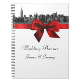 NYC Wide Skyline Etched BW Dk Red Planner Notitieb Notitieboek (Voorkant)
