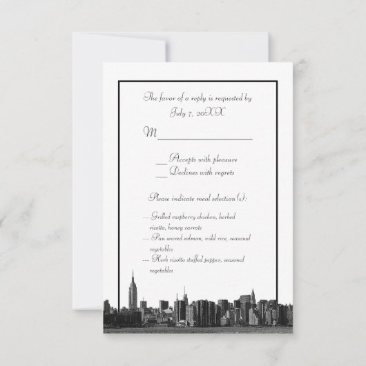 NYC Wide Skyline Etched BW DK Red RSVP #1 (Achterkant)