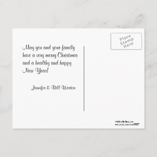 NYC Wide Skyline Etched BW Kerstfeestdag 2 Feestdagenkaart (Achterkant)