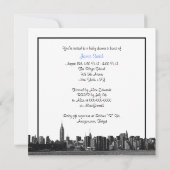 NYC Wide Skyline Etched BW Lt Blue Baby shower SQ Kaart (Achterkant)