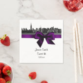 NYC Wide Skyline Etched BW Paars Sweet Sixteen Servetten (Insitu)