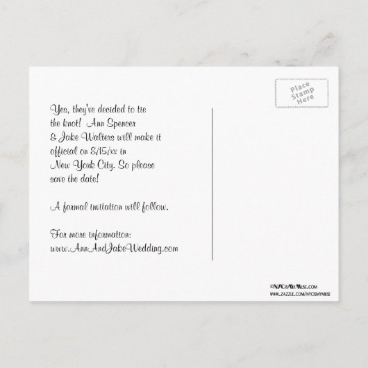 NYC Wide Skyline Etched BW Royal Blu Save the Date Aankondigingskaart (Achterkant)