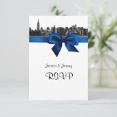 NYC Wide Skyline Etched BW Royal Blue RSVP #2 (Staand voorkant)