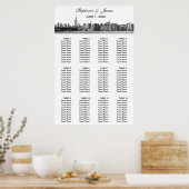 NYC Wide Skyline Etched BW Weddenschap Poster (Keuken)