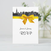 NYC Wide Skyline Etched BW Yellow RSVP #1 (Staand voorkant)