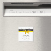 NYC Wide Skyline Etched BW Yellow Save the Date Magneet (Insitu (Vaatwasser))