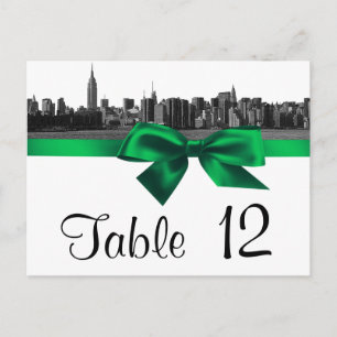 NYC Wide Skyline Ettched BW Green Table Number Briefkaart