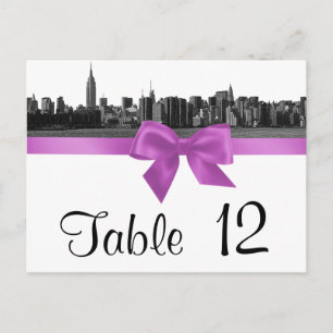 NYC Wide Skyline Ettched BW Lila Table Number Briefkaart