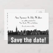 NYC Wide Skyline Geëtst Sla de datum op Aankondigingskaart (Voorkant / Achterkant)