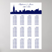 NYC Wide Skyline Silhouette DIY BG Blue Poster (Voorkant)